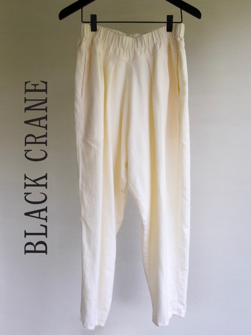 Black Crane Cream Flannel Easy Pull On Pant S EUC